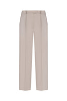 Taupe straight-leg trousers by ELENAREVA, shown in gray, featuring a tailored fit and classic design for versatile styling.