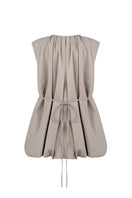 Taupe ELENAREVA vest with zipper closure and belt detail, casual sleeveless outerwear for layering.