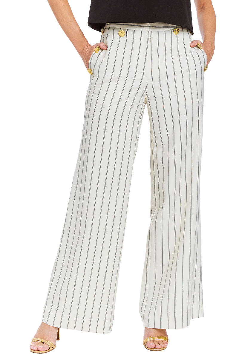 TAYLOR PANTS IN IVORY BLACK - CULT MIA