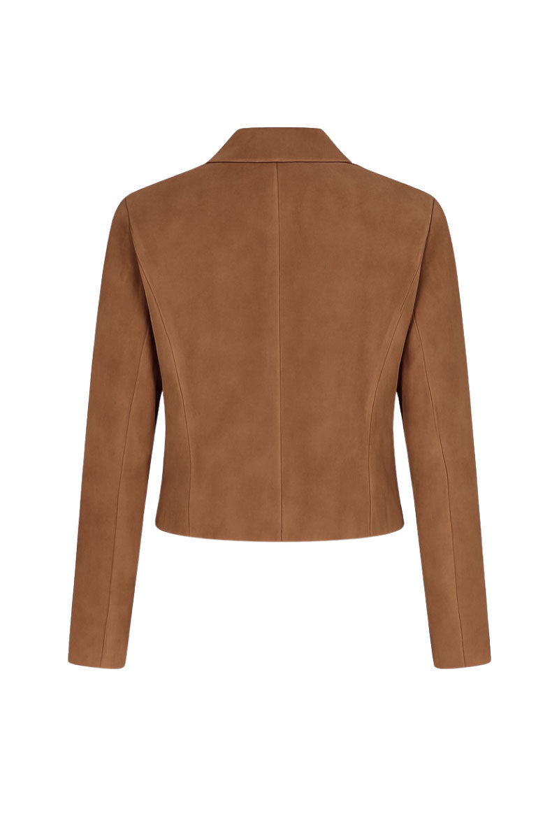 ZUT Taylor tan jacket with front pockets and button closure, casual stylish outerwear for versatile everyday wear.