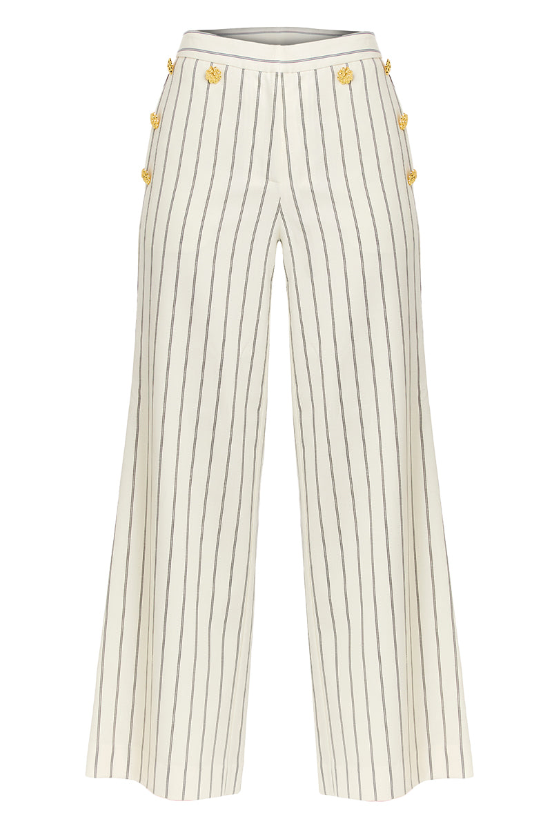 TAYLOR PANTS IN IVORY BLACK - CULT MIA