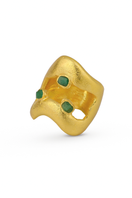 Gold TENA EMERALD RING by Fenomena featuring a prominent emerald gemstone and intricate band design.