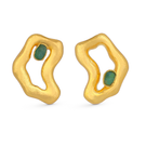 Gold TENA Emerald Studs Earrings by Fenomena featuring vibrant green emerald gemstones and classic gold setting.
