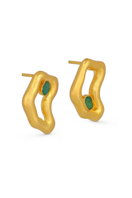 Gold TENA Emerald Stud Earrings by Fenomena featuring vibrant emerald-green gemstones and classic stud design.