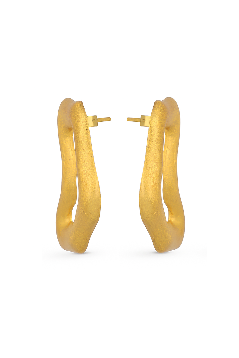 Gold TENA MAXI earrings by Fenomena featuring elegant, large hoop design with textured details.