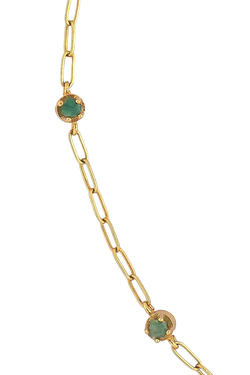 Gold tennis necklace with sparkling chain and pendant, stylish jewelry piece by Fenomena displayed on a white background.