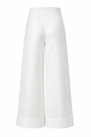 Ivory Terra Pants by ANA + MARIA displayed on a mannequin, showcasing their relaxed fit and smooth fabric.