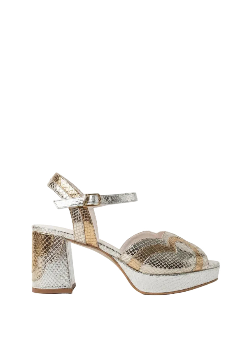 Terry de Havilland Esme Gold heels with metallic finish and elegant design, showcasing a stylish women's footwear option.