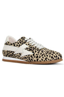 Leopard print Terry de Havilland jogger bolt flats sneaker side view with bold leopard pattern and sleek design.