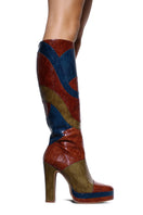 Terry de Havilland River New York 70s block heel high boots in black leather with a sleek design and sturdy heel.