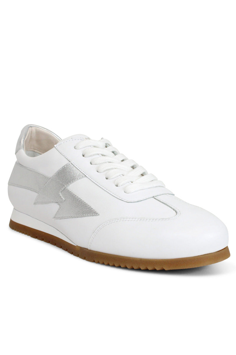 White Terry de Havilland jogger bolt flats featuring sleek design and minimal detailing, perfect for casual and stylish wear.