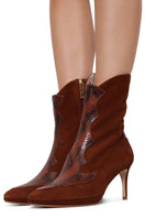 Terry de Havilland Wanda 70 brown suede boots with chunky heel and vintage-inspired design, stylish footwear for women.