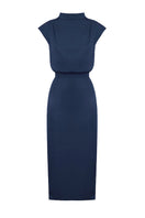 Royal blue Tessa midi dress with short kimono sleeves by UNDRESS, elegant and flowy for stylish occasions.