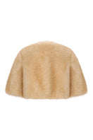 Back view of Nana Jacqueline Thalia cropped faux fur jacket showcasing plush texture and stylish cropped design.