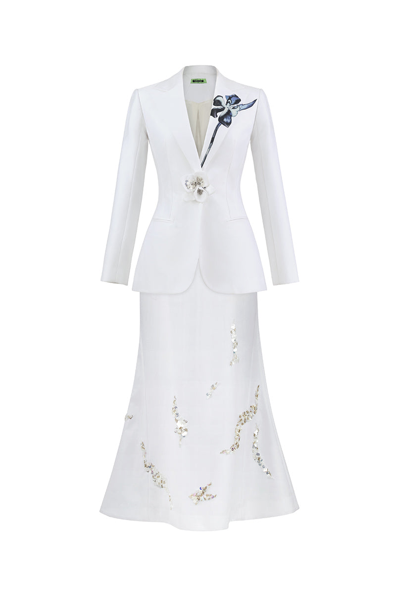 THE SHADOW IRIS BLAZER AND MIDI SKIRT
