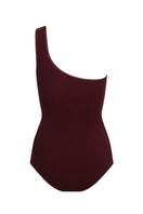 Reversible asymmetrical swimsuit by Talia Collins featuring a stylish one-shoulder design and vibrant tropical print.