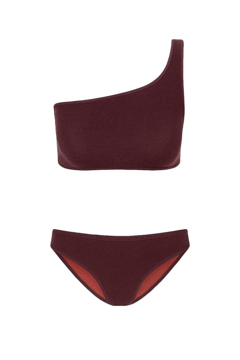 THE COCO TERRY ASYMMETRICAL TOP AND BRIEF REVERSIBLE BIKINI - CULT MIA
