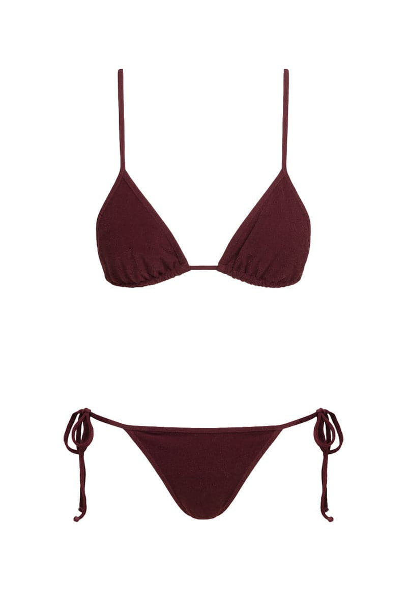 THE COCO TERRY TRIANGLE TOP AND BRIEF REVERSIBLE BIKINI - CULT MIA