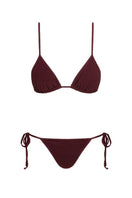 Reversible Talia Collins bikini with Terry triangle top and tie-me-up briefs, featuring vibrant, tropical-inspired patterns.