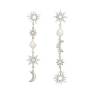 Silver earrings with intricate justice-themed design from Lavani Jewels, featuring elegant craftsmanship and polished finish.