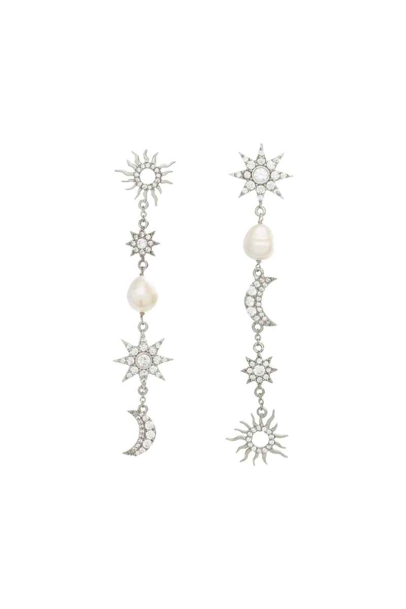 Silver earrings from LAVANI JEWELS featuring the Justice design with intricate detailing and a polished finish.