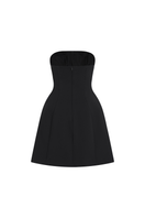 Black Monochrome Muse mini dress by Margée Atelier, featuring a sleek silhouette and minimalist design.