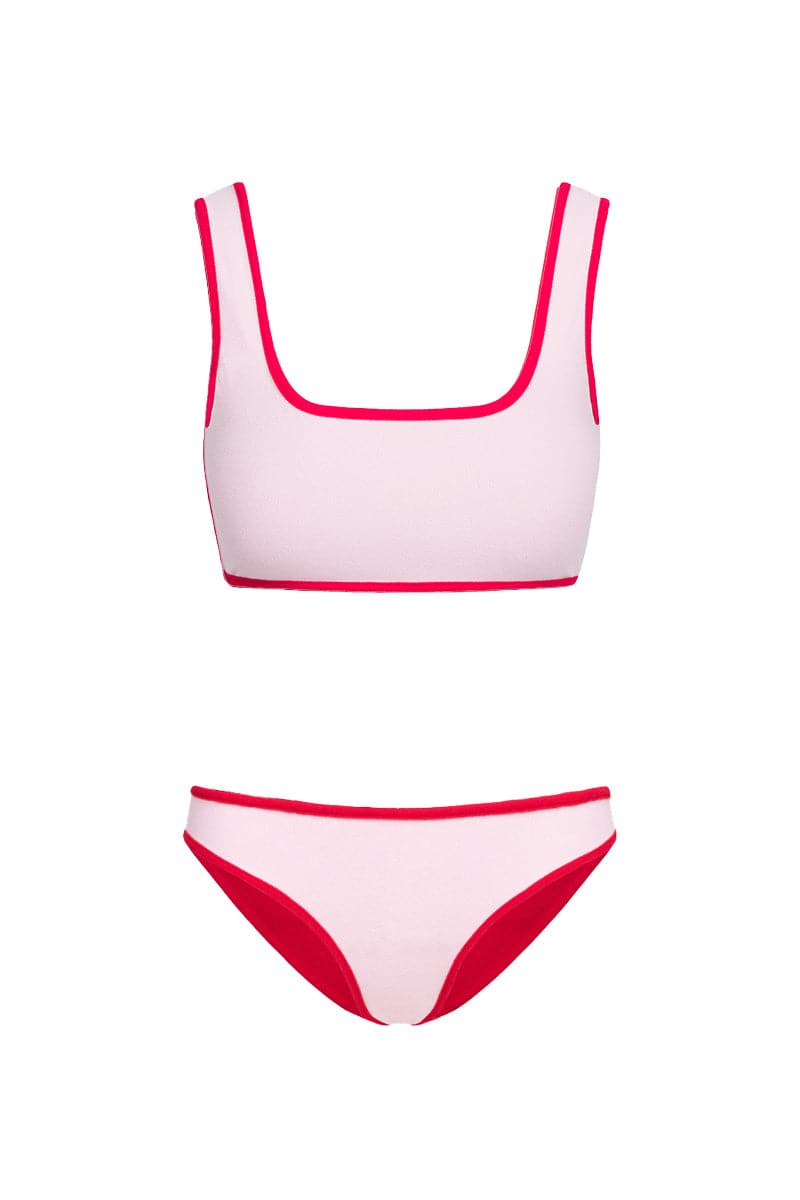 THE RED TERRY ATHLETIC TOP AND BRIEF REVERSIBLE BIKINI - CULT MIA