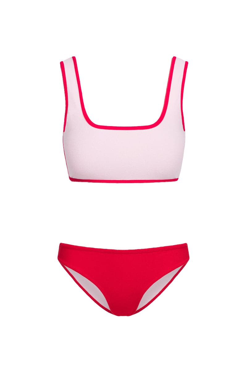 THE RED TERRY ATHLETIC TOP AND BRIEF REVERSIBLE BIKINI - CULT MIA