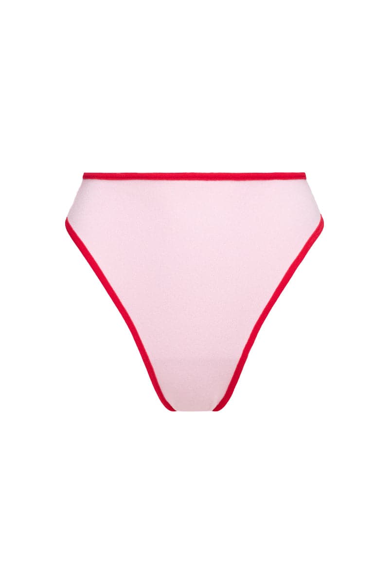 THE RED TERRY STRAPLESS TOP AND BRIEF BIKINI - CULT MIA