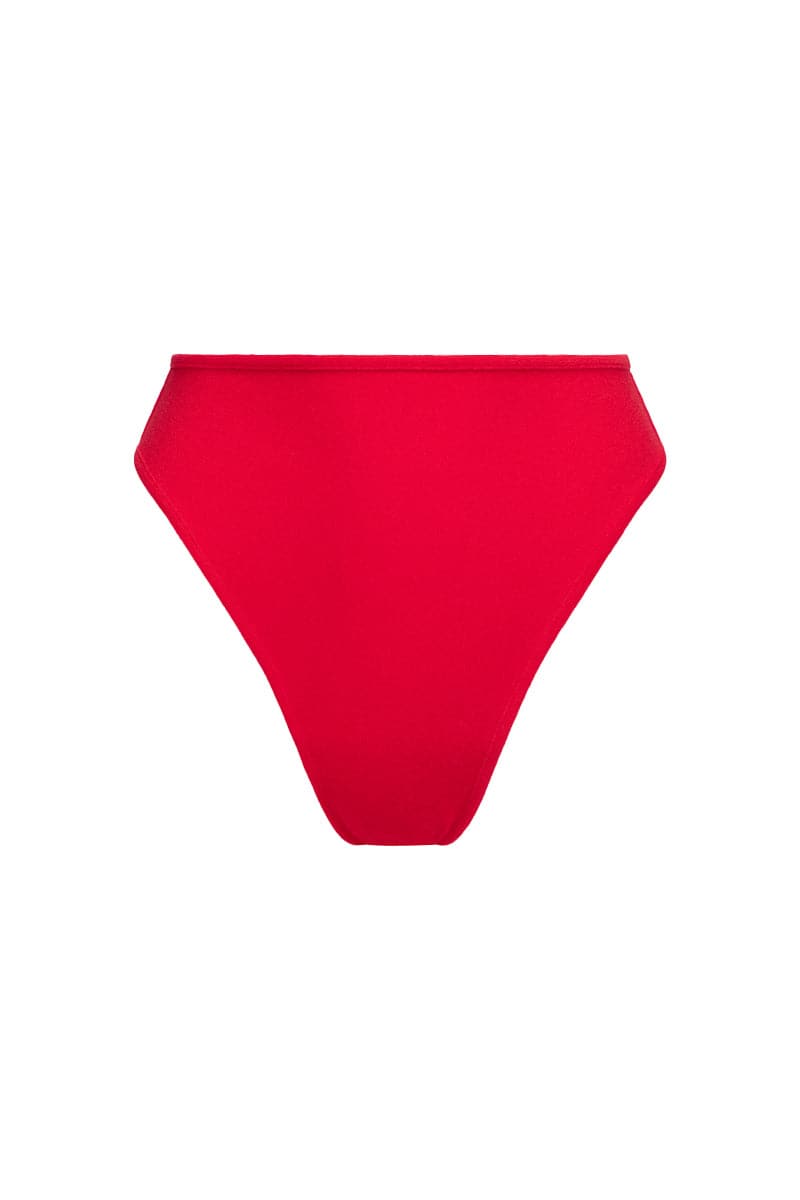 THE RED TERRY STRAPLESS TOP AND BRIEF BIKINI - CULT MIA