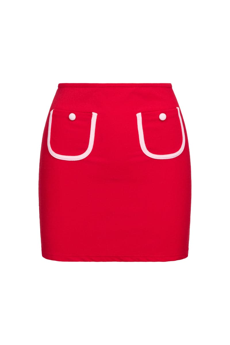 THE RED TERRY BRALETTE AND POCKET SKIRT SET - CULT MIA