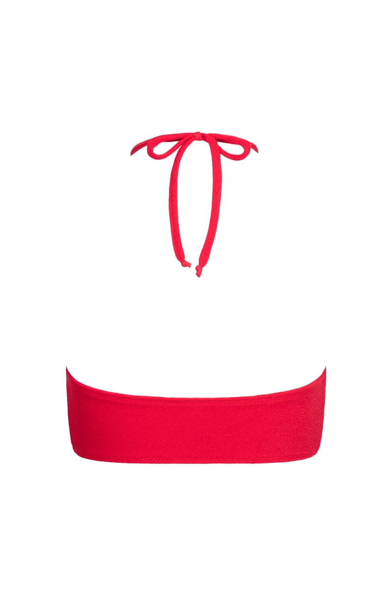 THE RED TERRY STRAPLESS TOP AND BRIEF BIKINI - CULT MIA