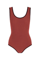 Talia Collins The Coco Terry Classic reversible swimsuit featuring a rosewood terry fabric front view.