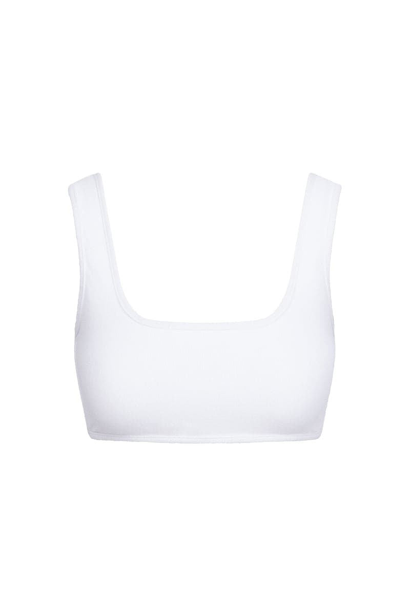 THE WHITE TERRY ATHLETIC TOP AND BRIEF BIKINI - CULT MIA
