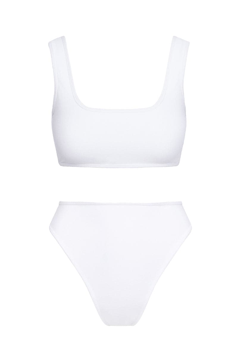THE WHITE TERRY ATHLETIC TOP AND BRIEF BIKINI - CULT MIA