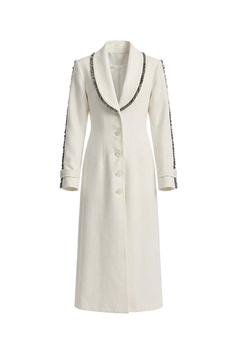 Off-white Thread Coat by Stolen Stores featuring a stylish, modern design with a tailored fit and textured fabric.