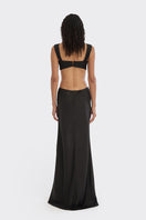 Black Thread Cut-Out Maxi Slip Dress by Stolen Stores, featuring a sleek silhouette and stylish cut-out details.