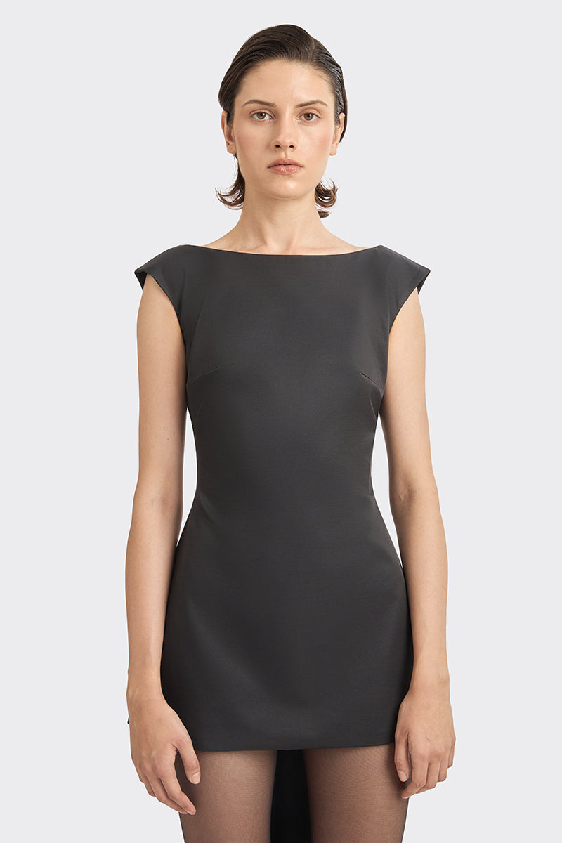 Black thread fringe mini dress by Stolen Stores featuring a stylish, fringed design perfect for trendy occasions.