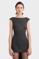 Black thread fringe mini dress by Stolen Stores featuring a stylish, fringed design perfect for trendy occasions.