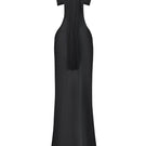 Black thread-cut-out maxi slip dress by Stolen Stores, featuring a sleek, elegant design with cut-out details on the fabric.