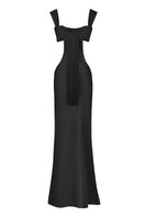Black thread-cut-out maxi slip dress by Stolen Stores, featuring a sleek, elegant design with cut-out details on the fabric.