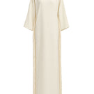 Ivory white maxi dress with long sleeves by Stolen Stores, featuring a flowing, elegant design perfect for formal or casual wear.
