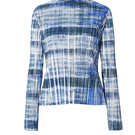 Tie-dyed plissé lamé turtleneck top by SemSem, shown flat front view with vibrant, textured fabric and fitted silhouette.