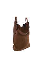 ISIDORA MALVA Tierralta Tote shoulder bag in chocolate suede, featuring a spacious design and stylish handles.