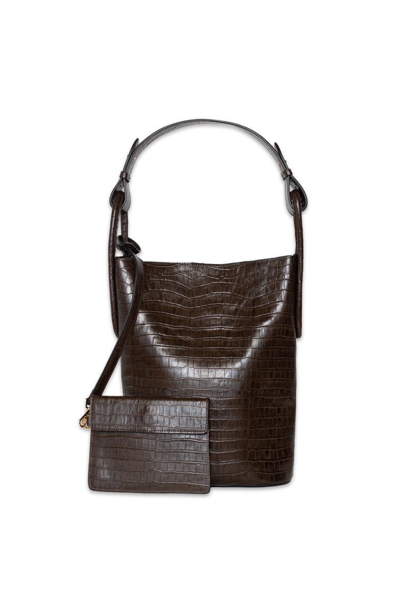 ISIDORA MALVA Tierralta tote shoulder bag with croco print, featuring a stylish design and spacious interior.