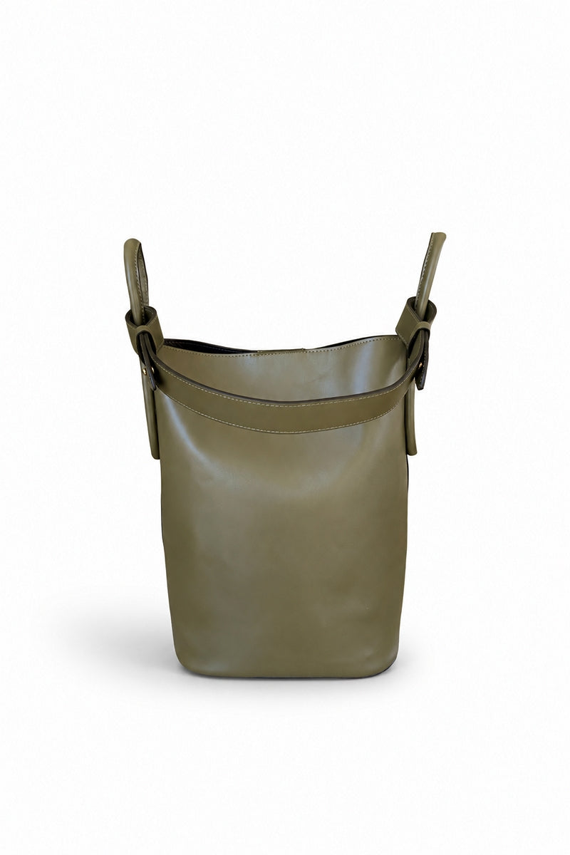 ISIDORA MALVA TierraLTA tote shoulder bag in moss green with sturdy handles and spacious interior, stylish and versatile for daily use.