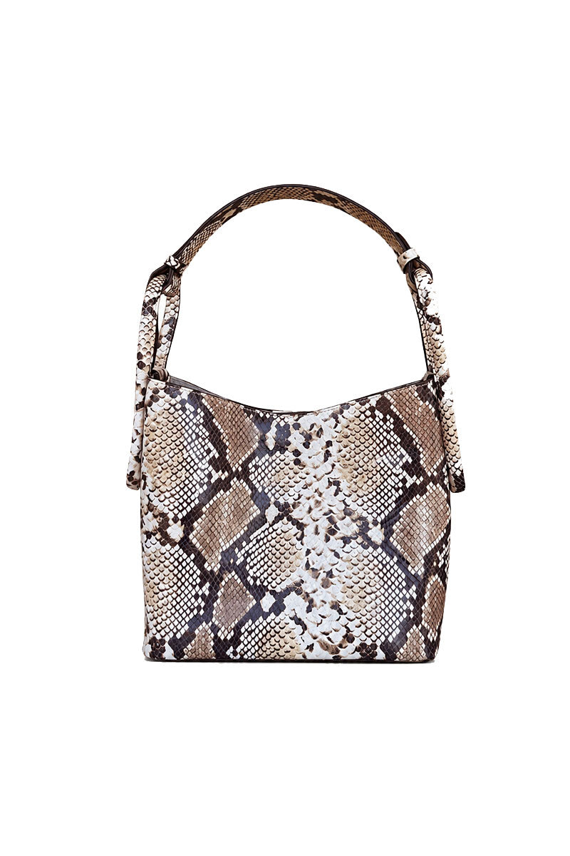 ISIDORA MALVA Tierranueva tote bag with snake print, top handle design, stylish accessory for everyday use