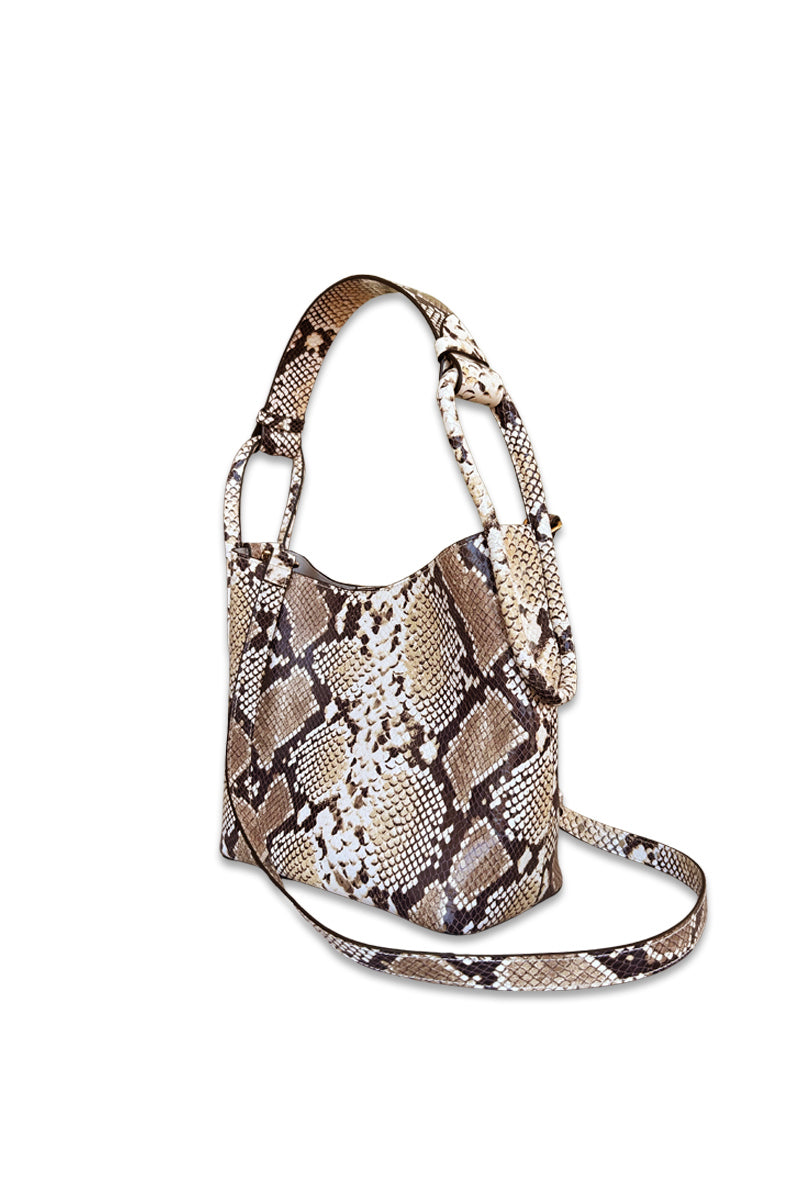 ISIDORA MALVA Tierranueva tote bag with snake print, top handle design, stylish accessory for everyday use