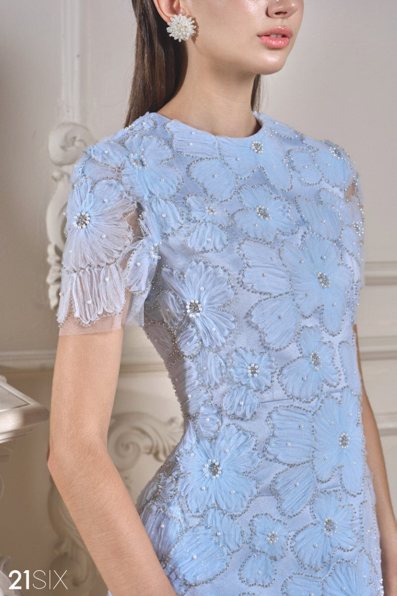 ROSALINE CRYSTAL LACE FLORAL DRESS - CULT MIA
