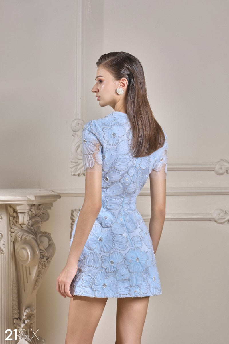 ROSALINE CRYSTAL LACE FLORAL DRESS - CULT MIA